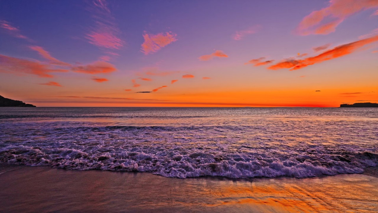 Dreamy Pink Sunset at a Quiet Beach with Rolling Ocean Waves | Relaxing ASMR for Deep Sleep | 3H 4K