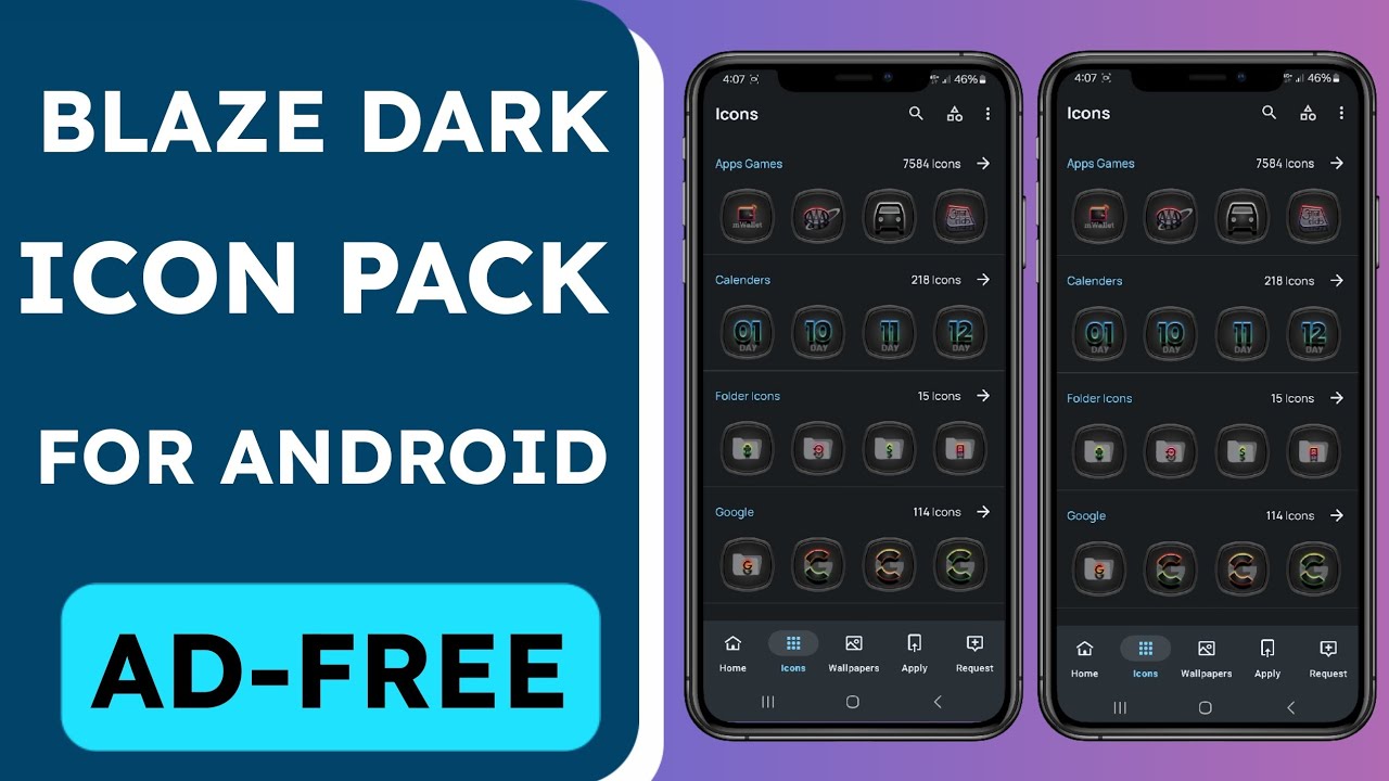 Best Free Paid Blaze Dark Icon Pack App for Android
