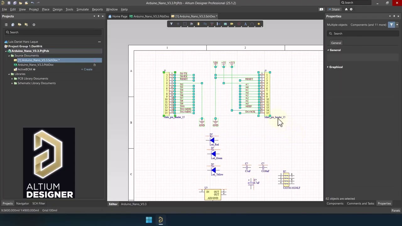 15. Arduino Nano en Altium Designer - Diagrama Parte 1