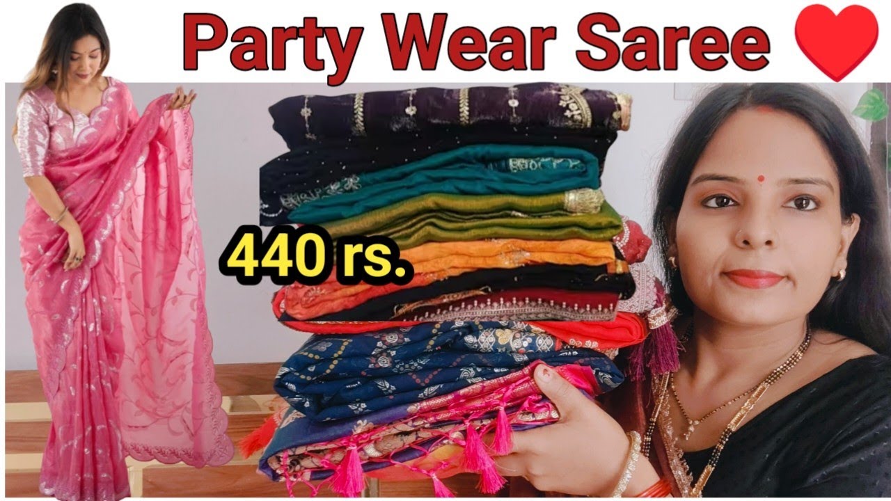 Wedding &Party Wear Saree Haul 😍 Chiffon And Gorgette Flipkart Saree Haul Trending Saree