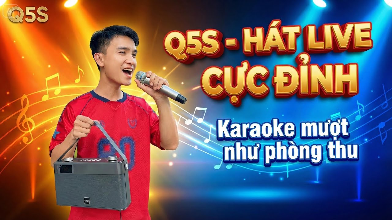 Loa Q5S: Ông vua Karaoke xách tay tích hợp OTG Livestream Âm Thanh Số Cực Nét