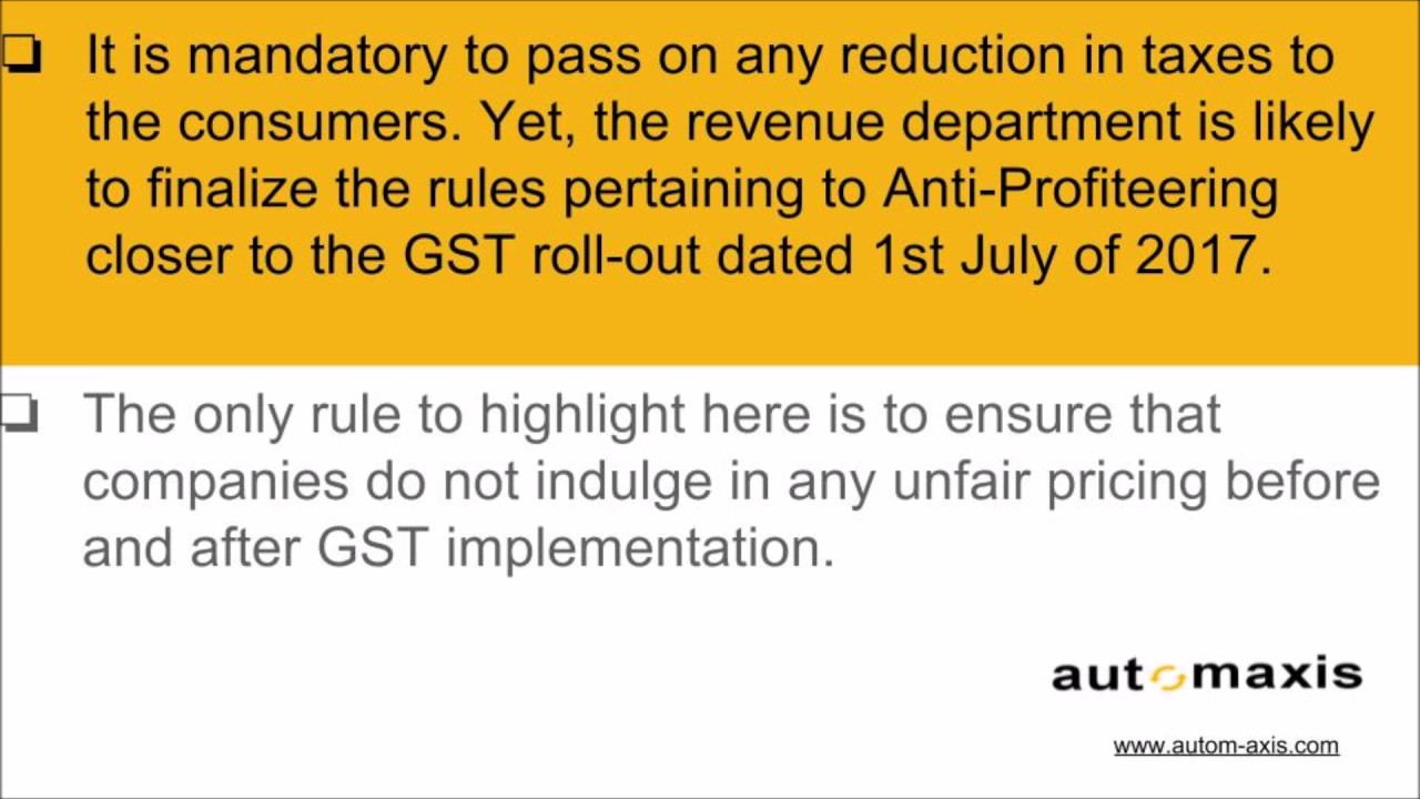 Anti Profiteering under GST law