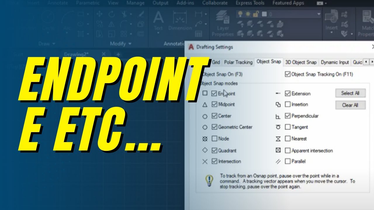 DRAFITING SETTINGS | STATUS BAR | GRID | ENDPOINT E ETC... - Curso Gratuito de AutoCAD - 03