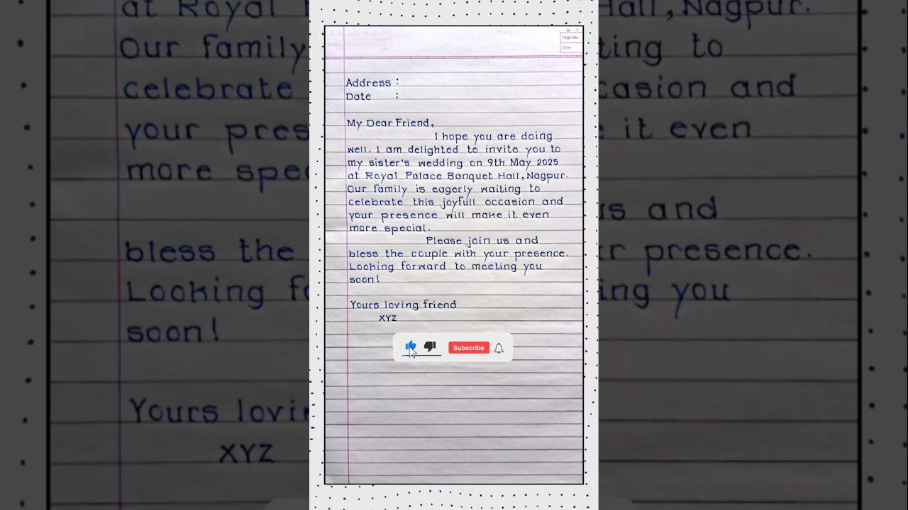 write a letter to your friend inviting him to Attend Your Sister Marriage|| #shorts #informalletter