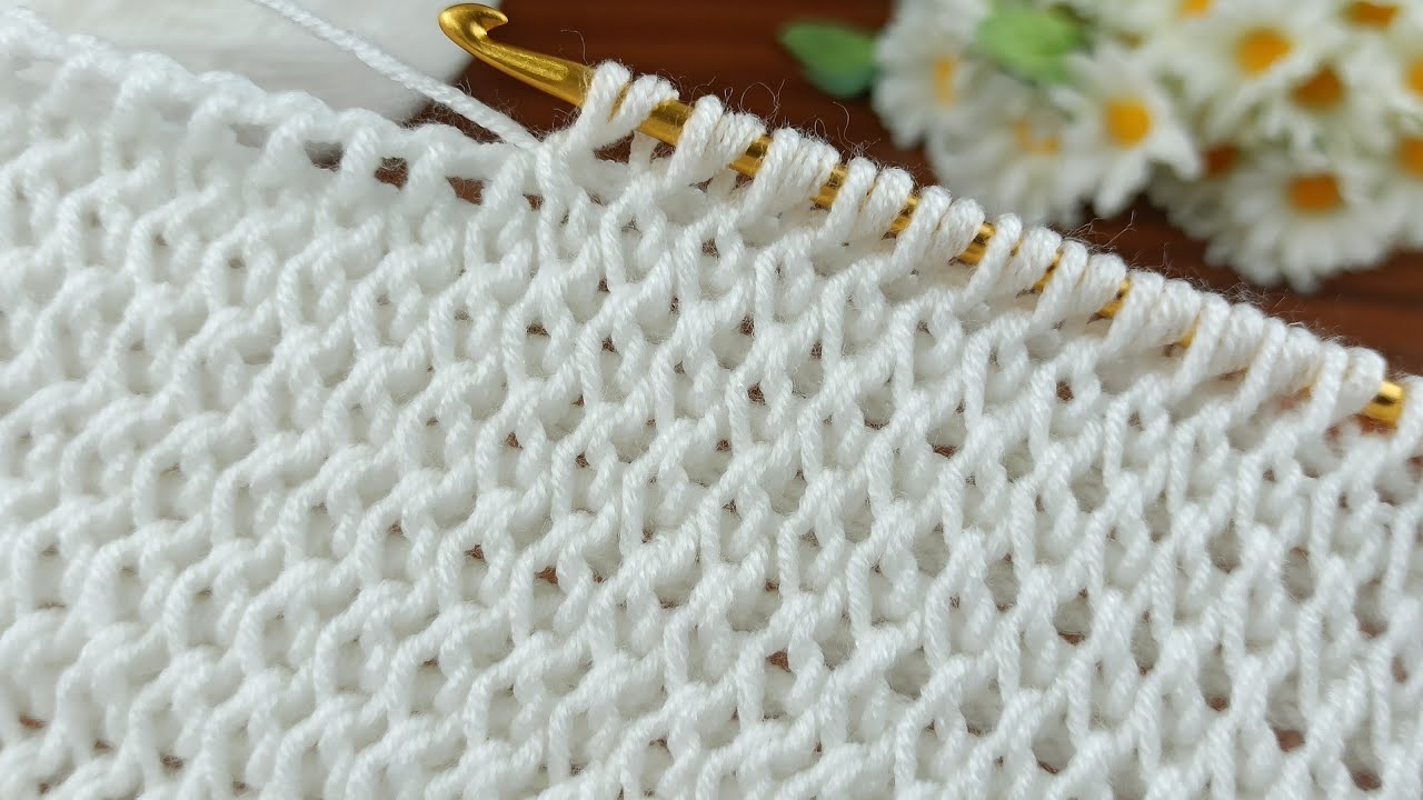 PERFECT 💯👌 very easy Tunisian  baby blanket model work #tunisiancrochet