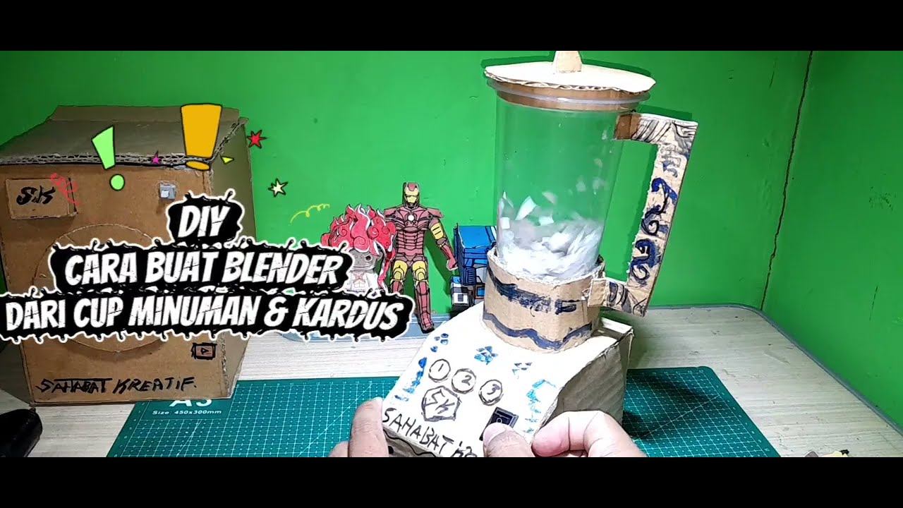 Diy cara buat blender dari cup minuman dan kardus /ide kreatif dari kardus bekas