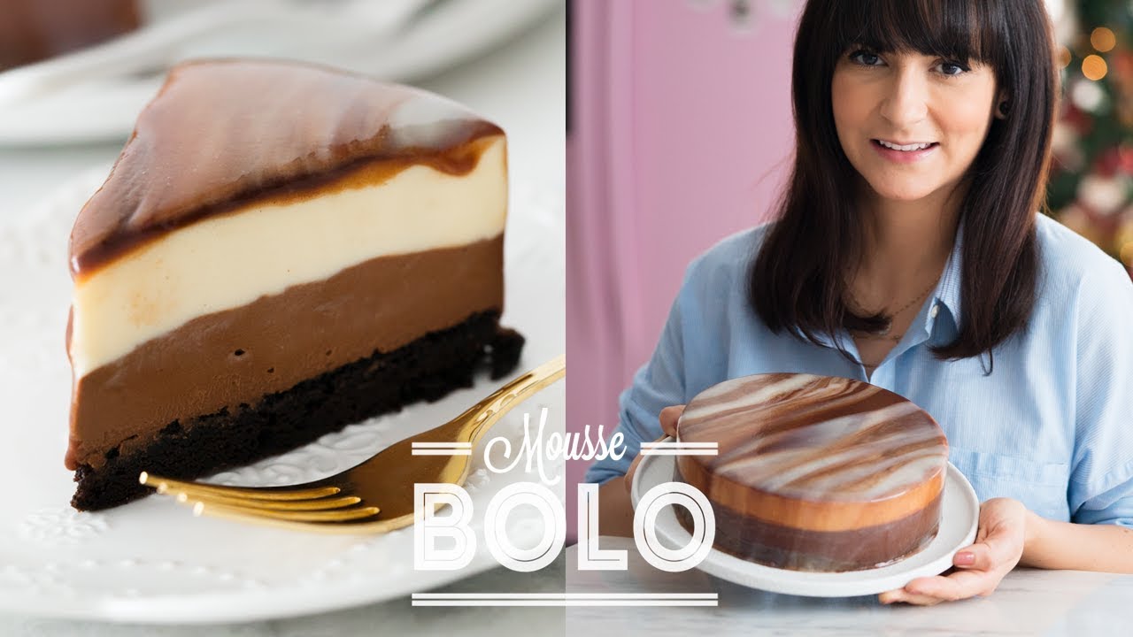 BOLO MOUSSE 2 CHOCOLATES COM GLAÇAGEM ESPELHADA E MARMORIZADA | DANI NOCE RECEITA