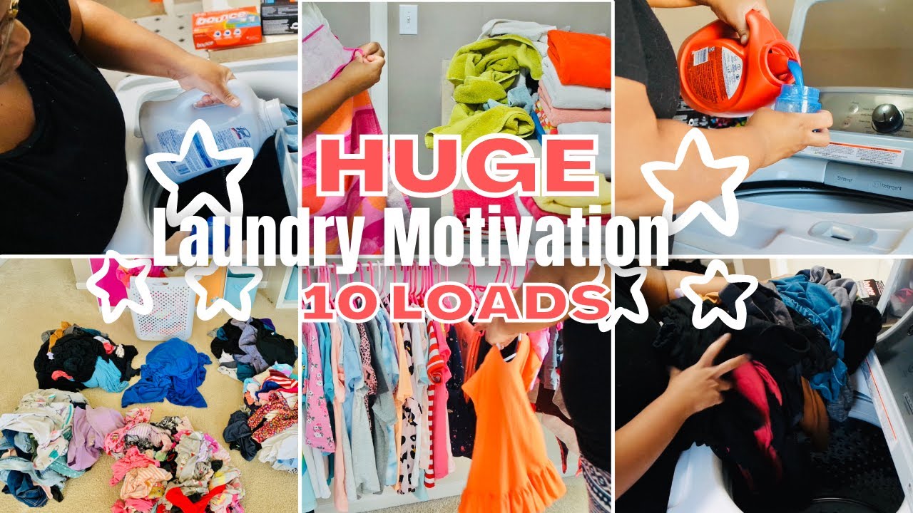 HUGE Laundry Motivation 2021 | 10 Loads of Laundry in ONE DAY?! | Family of 5 Laundry Routine