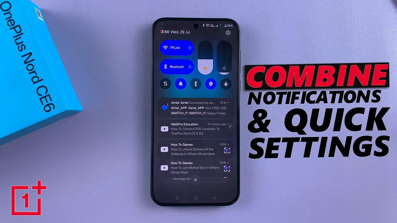 OnePlus Nord CE 6 5G: как объединить быстрые настройки и уведомления