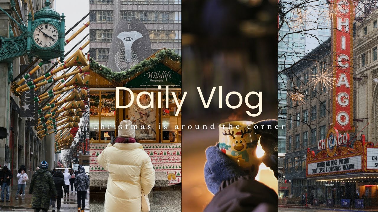 (Christmas Vlog)｜a day in my life in chicago winter 🧦🤍｜walk around the snowy city ☃️🧣