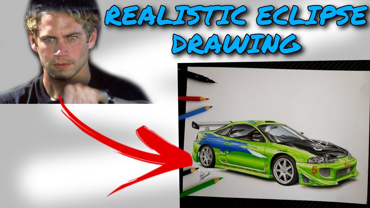 How to draw a realistic Brian's Eclipse from The Fast and The Furious
