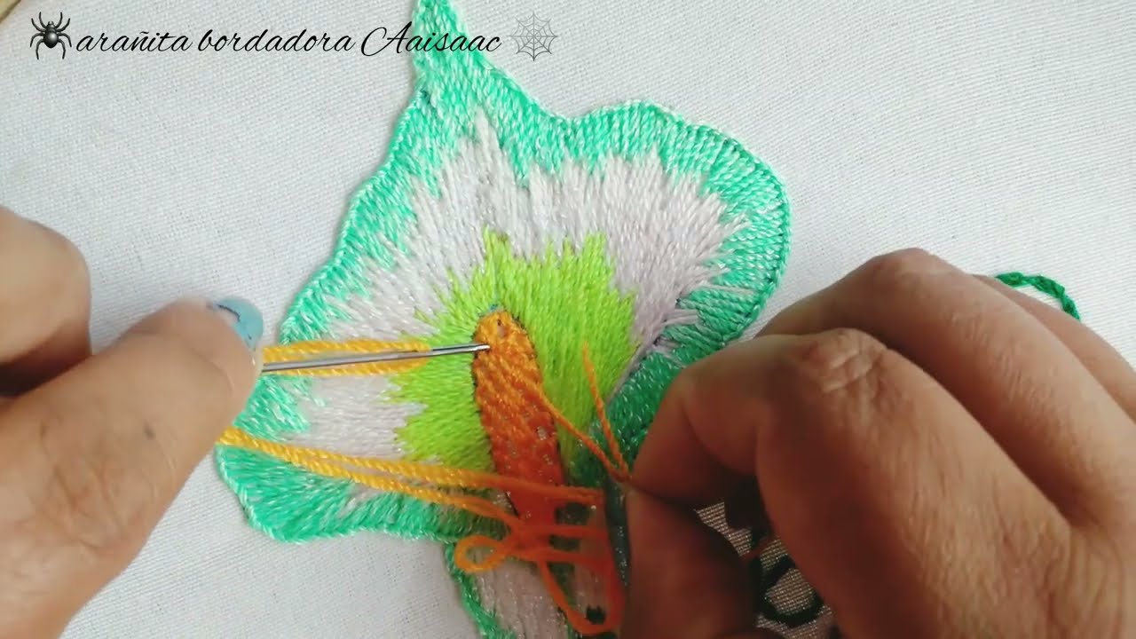 Bordado: puntada larga y corta/ Bordado facil para alcatraz/Hand Embroidery: long and short stitch.