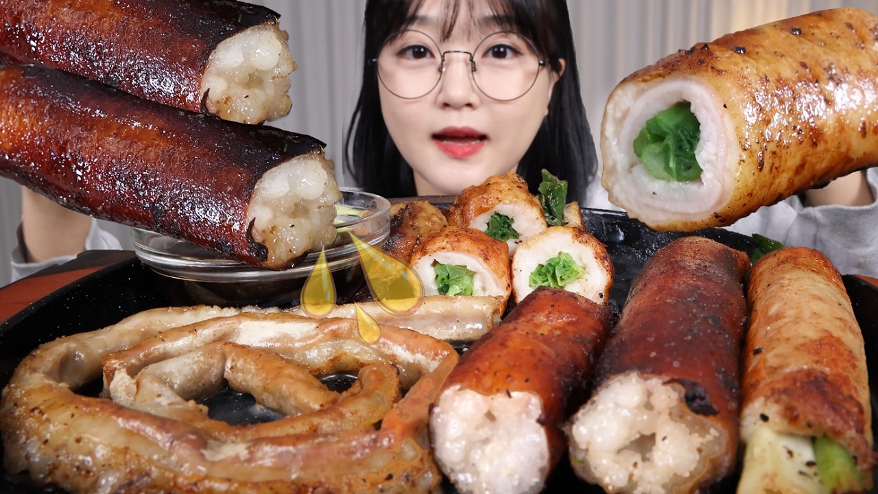 Жирно но очень вкусно: мукбанг с говяжьими кишками 💦Mukbang ASMR