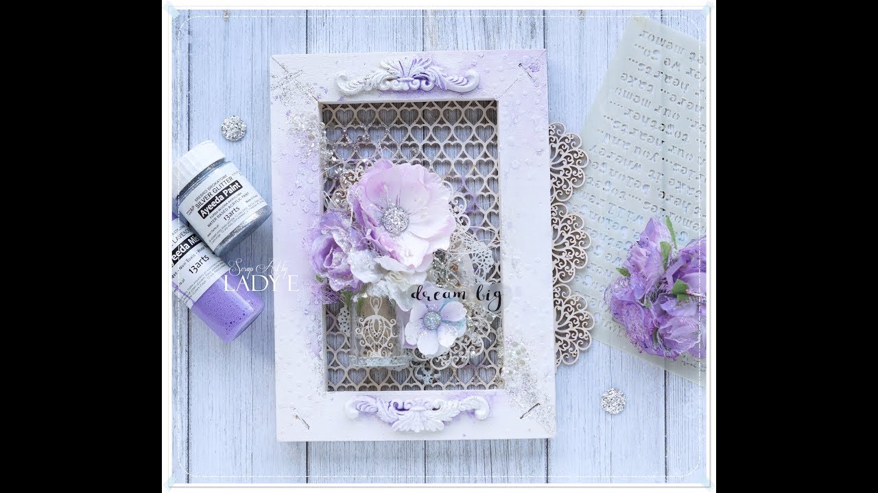 Mixed Media Frame with Lacy Background / Mediowa ramka z ażurowym tłem * Emilia Sieradzan *
