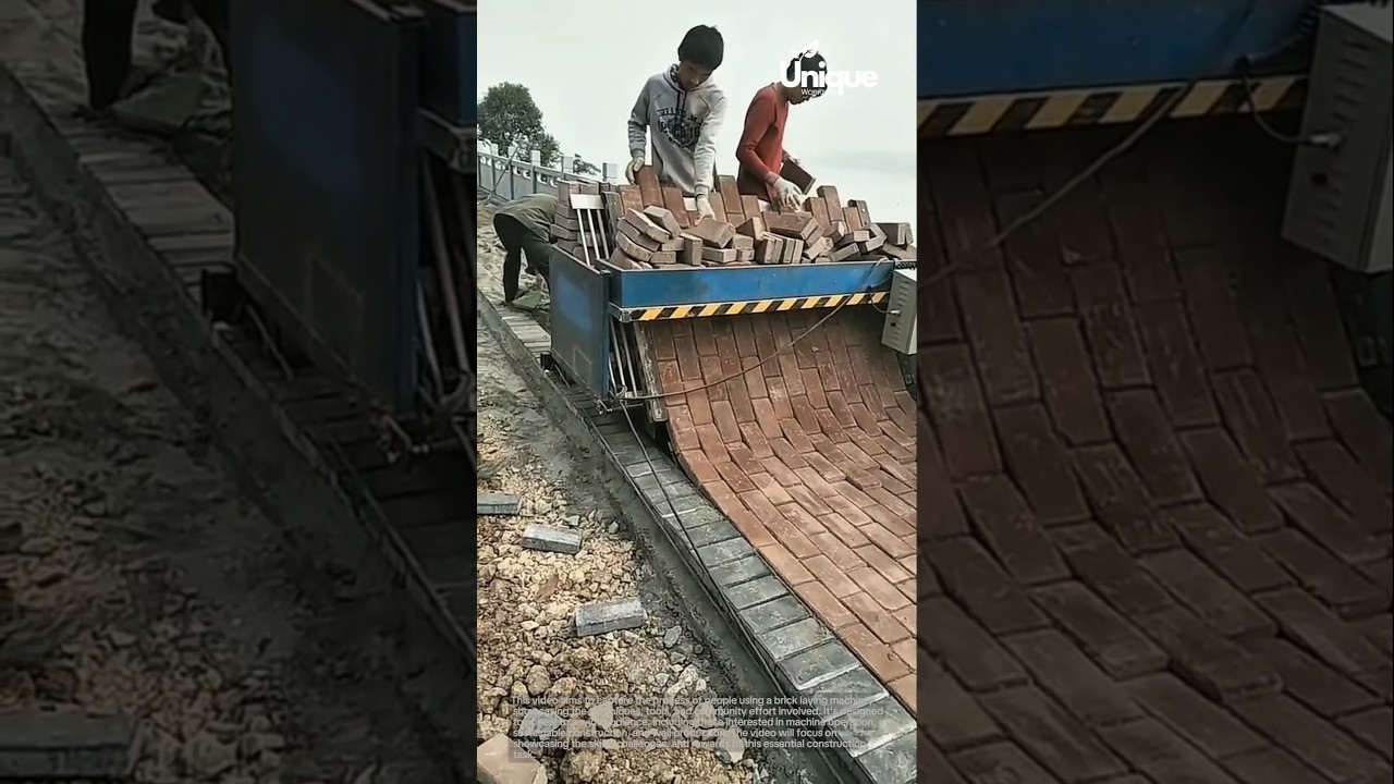 Using a brick laying machine: people using a brick laying machine