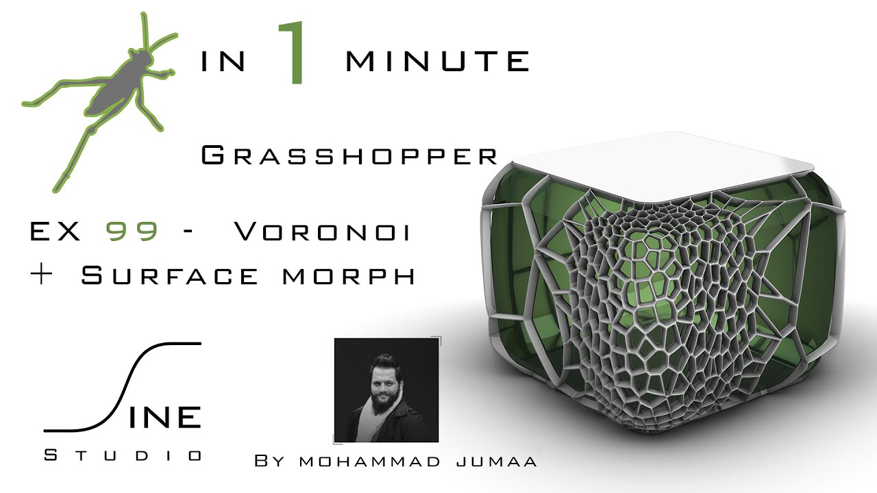 Grasshopper in 1 minute - EX 99 - Voronoi + Surface morph
