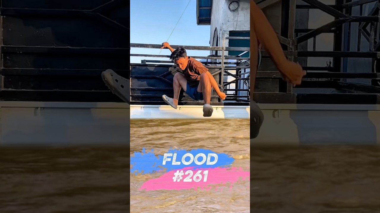 Car swept away by floodwaters #funny #comedy