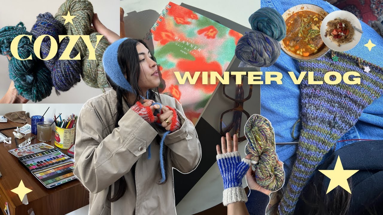 WINTER VLOG | cozy meals, knitting at home, starting the new year