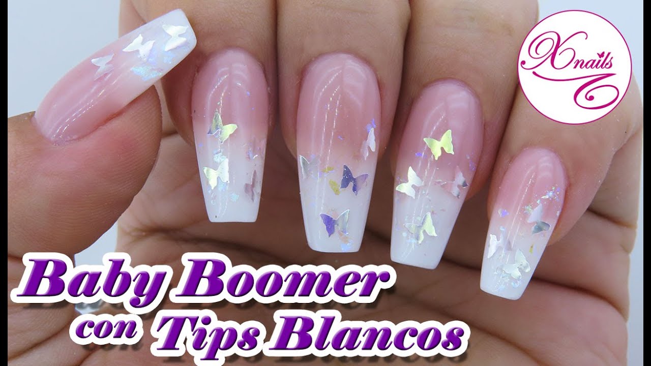Como hacer Uñas Acrílicas BABY BOOMER  🥰 con MARIPOSAS  ENCAPSULADAS💜
