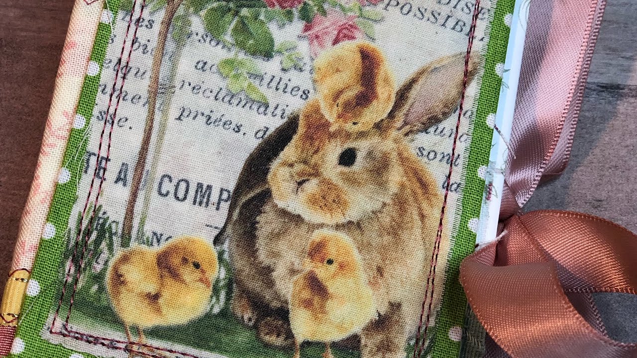 Craft with me Easter Bunny Fabric Collage Junk Journal Cover tutorial Part 1