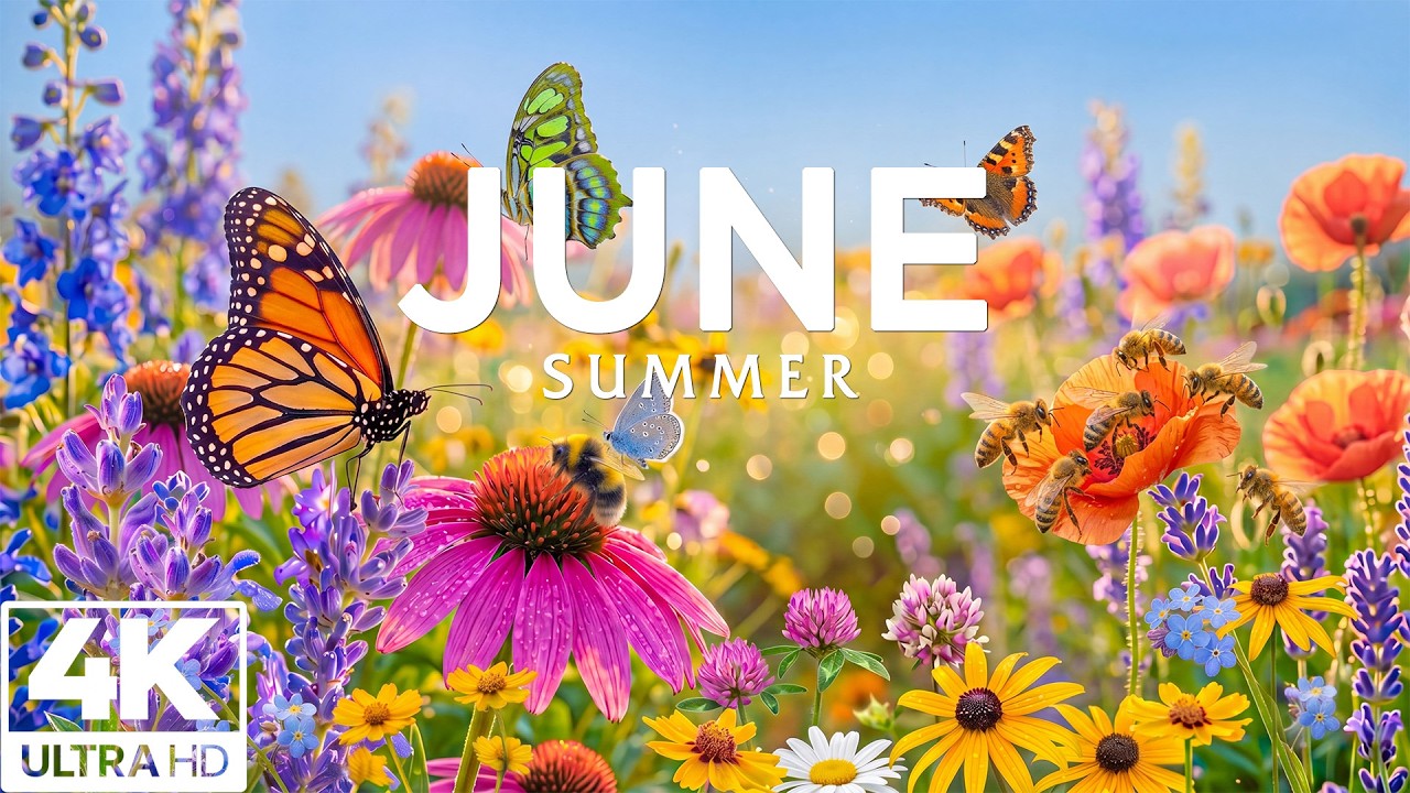 Summertime Splendor 4K | Dancing Butterflies & Blooming Wildflowers 🌸 A Relaxing Summer Escape