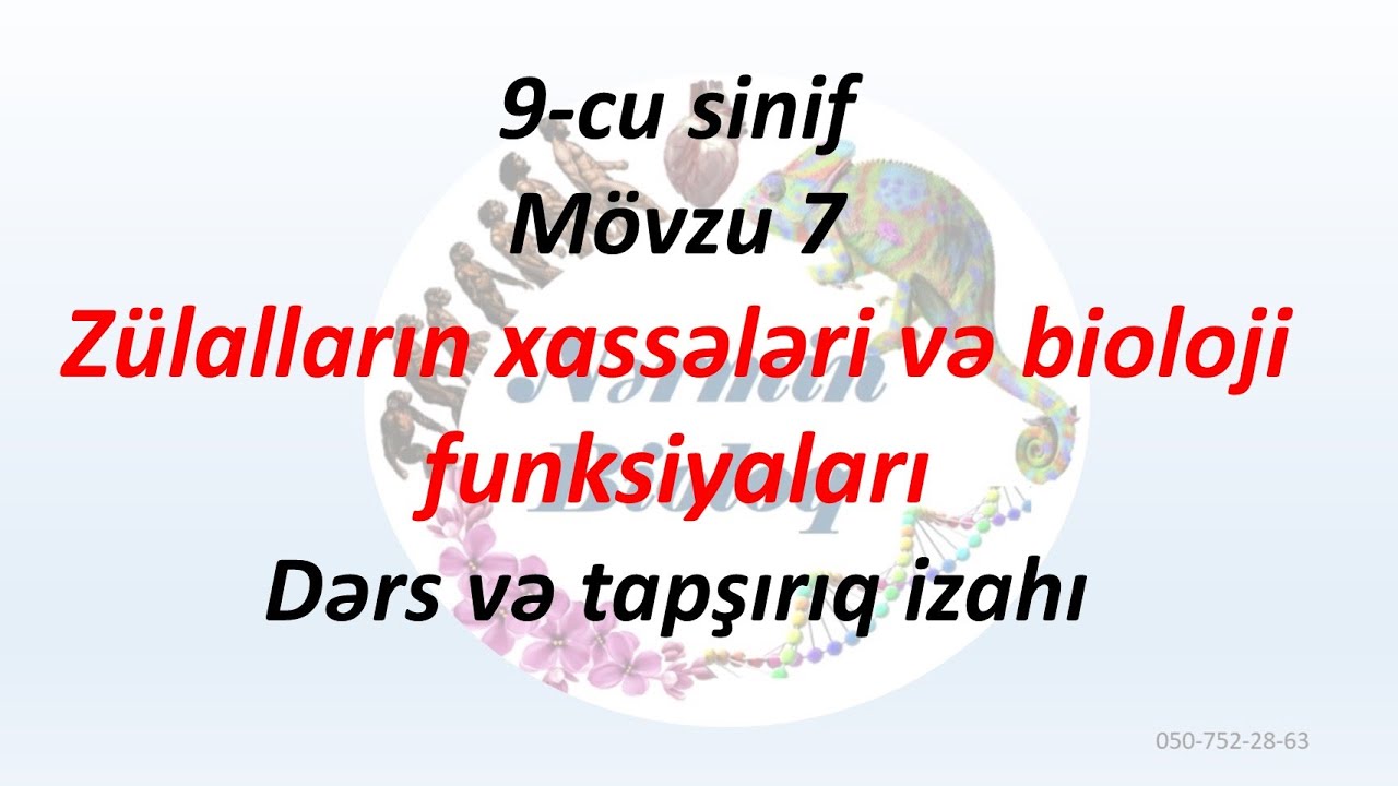 Biologiya 9-cu sinif Zülalların xassələri və bioloji funksiyaları dərs və tapşırıq izahı