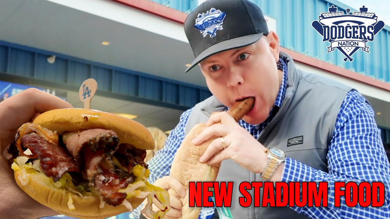 NEW Dodger Stadium Food 2025! INSANE 16 Inch "Slugger Dog", Pastrami Burger, Funnel Cake, Review!