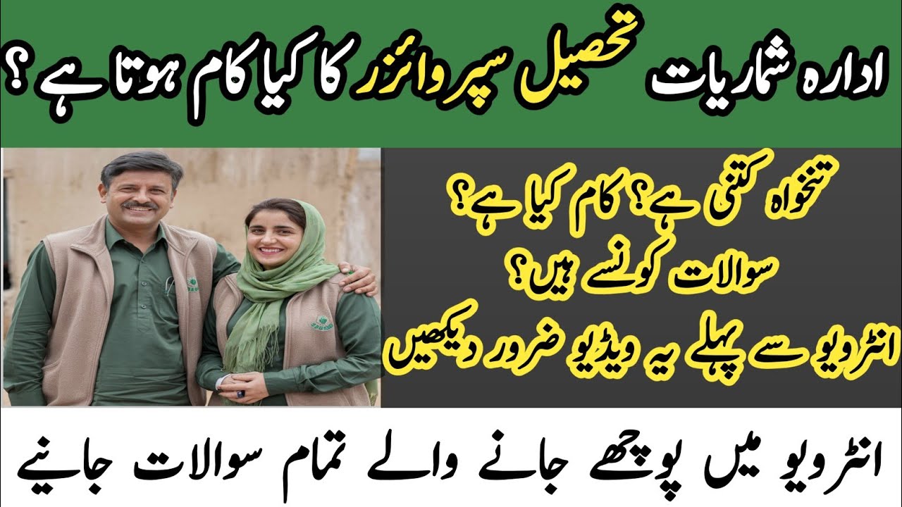 Bureau of Statistics Tehsil Supervisor Interview Questions | Tehsil Supervisor Work and Salary