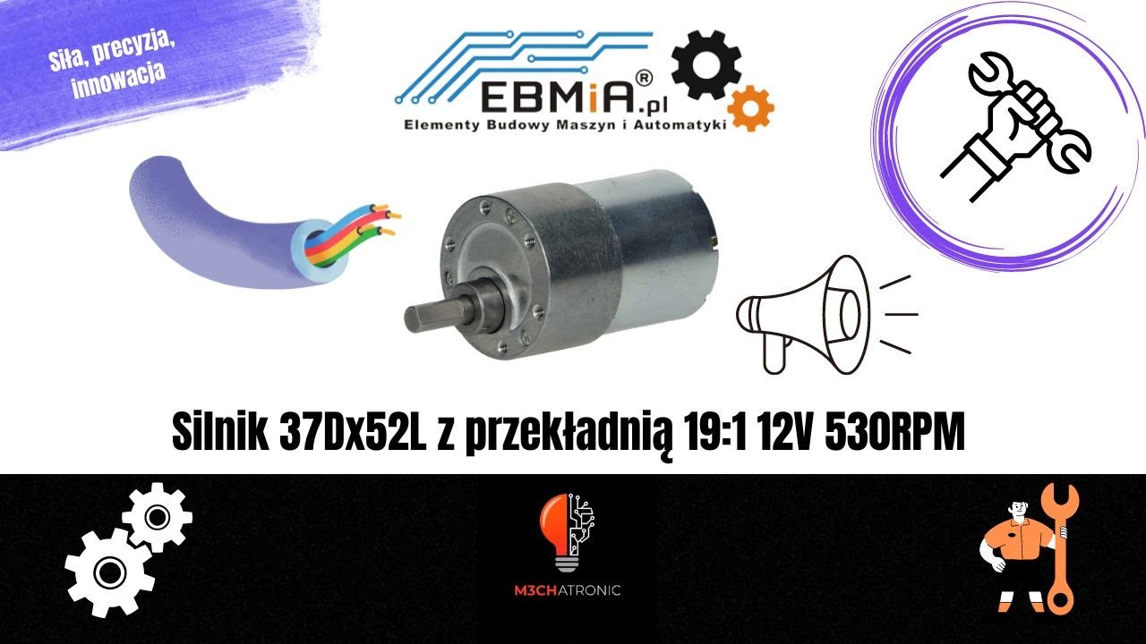 Silnik 37Dx52L z przekładnią 191 12V 530RPM zamiennik Pololu 4741