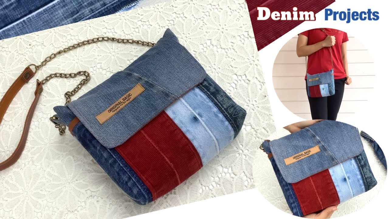 diy a denim sling bag tutorial, sewing diy a sling bag patterns, easy to sew a denim sling bag ideas