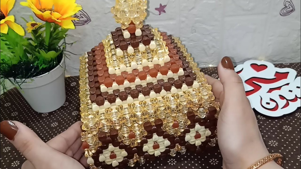 شرح بونبونيره 🍬🍫🍬🍫بالخرزخطوه بخطوه للمبتدائين☺️👌
