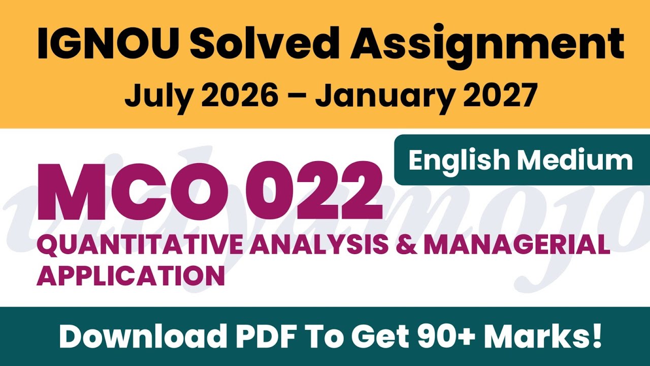 IGNOU MCO 022 Solved Assignment 2026-27 English Medium PDF Download | MCom Second Semester