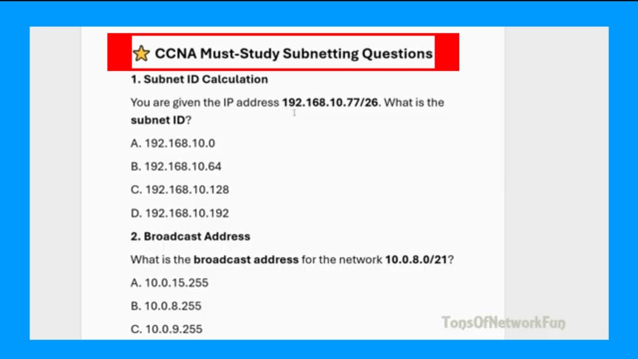 Вопросы по подсетям CCNA, которые ВЫ ДОЛЖНЫ освоить перед экзаменом 🚨