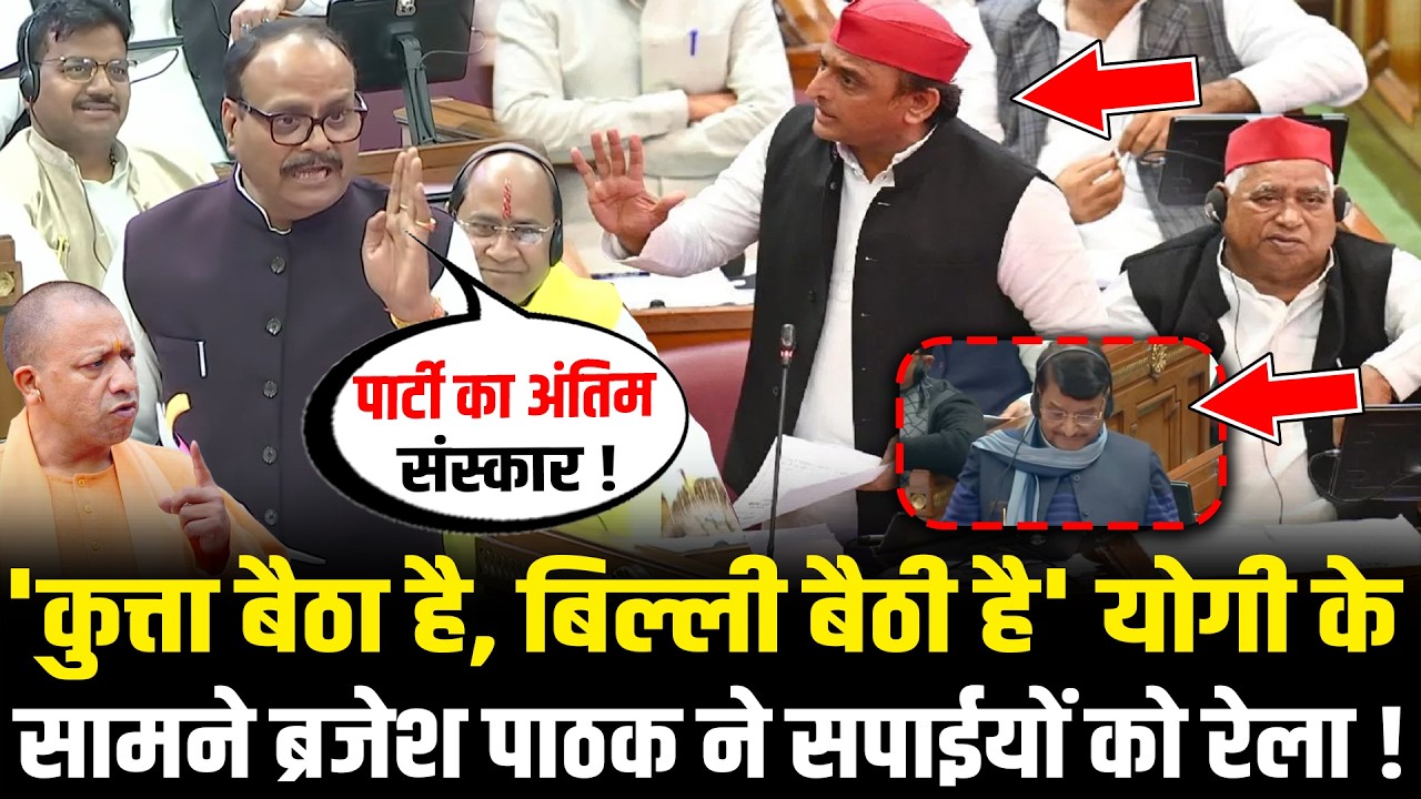 UP Vidhansabha में CM Yogi के सामने Brajesh Pathak ने सपाईयों को रेला ! Brajesh Pathak Speech