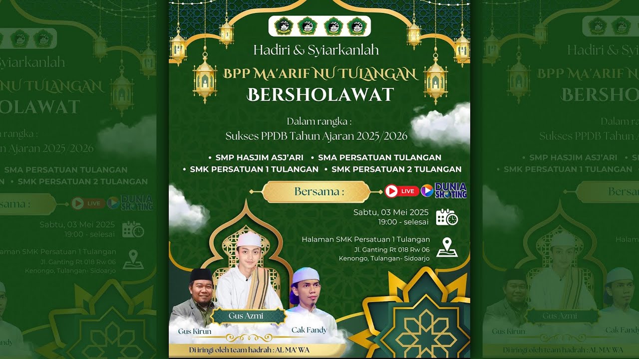 🔴 LIVE - BPP MA'ARIF NU TULANGAN Bersholawat BERSAMA Bersama Muhammad Ulul Azmi Askandar al-Abshor