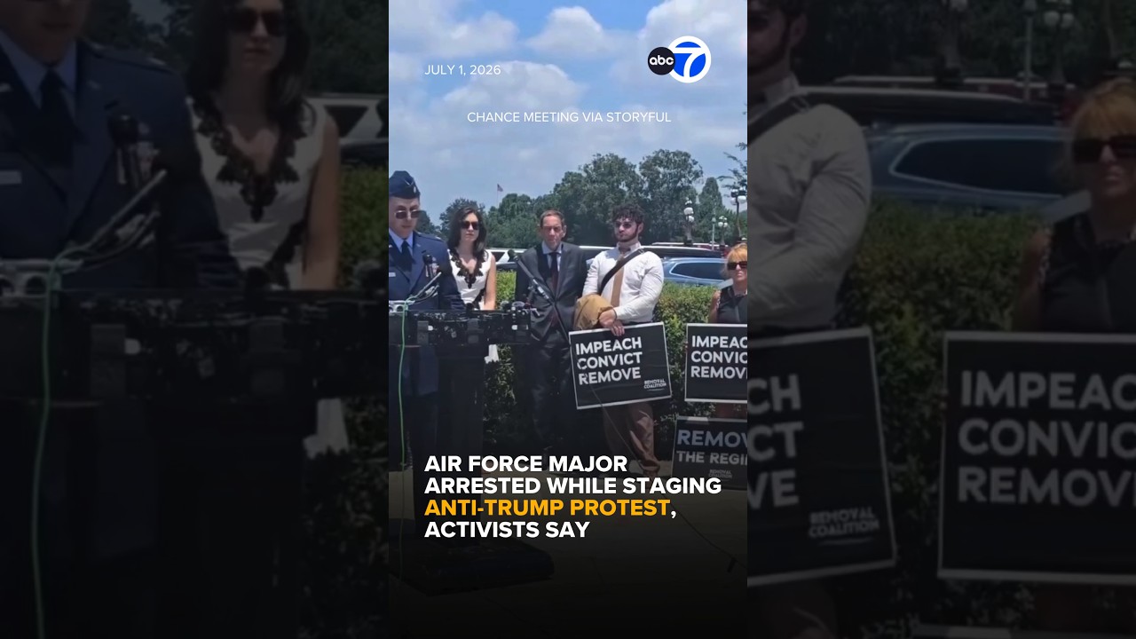 Air Force major arrested while staging anti-Trump protest