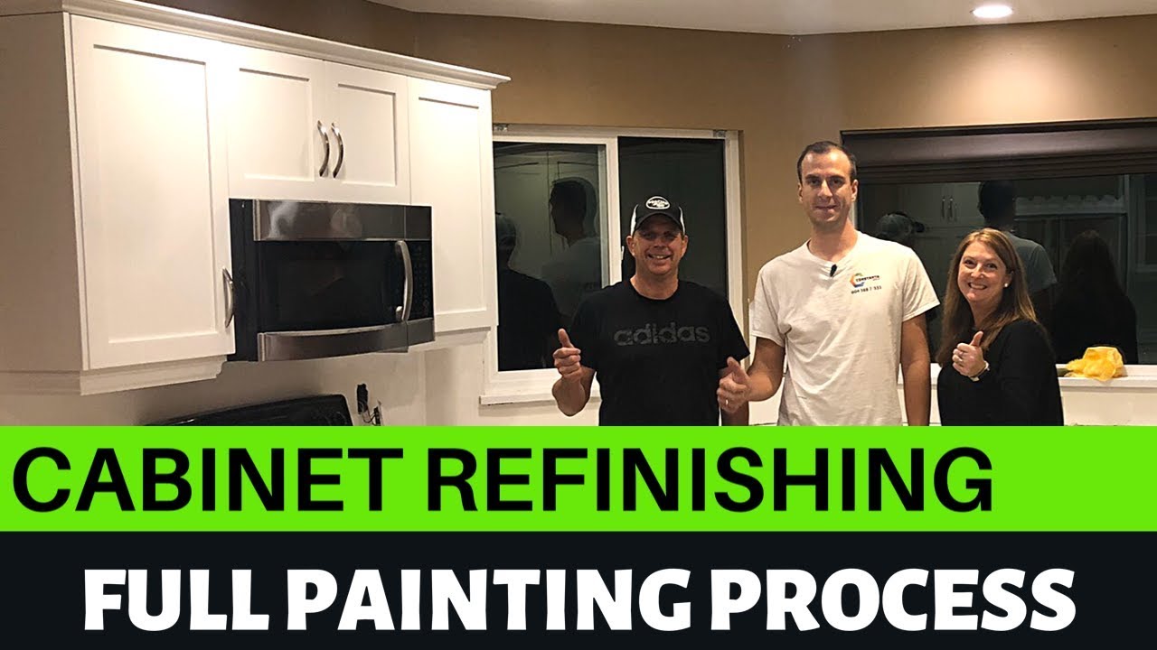 Cabinet refinishing | full painting process: dark maple to white