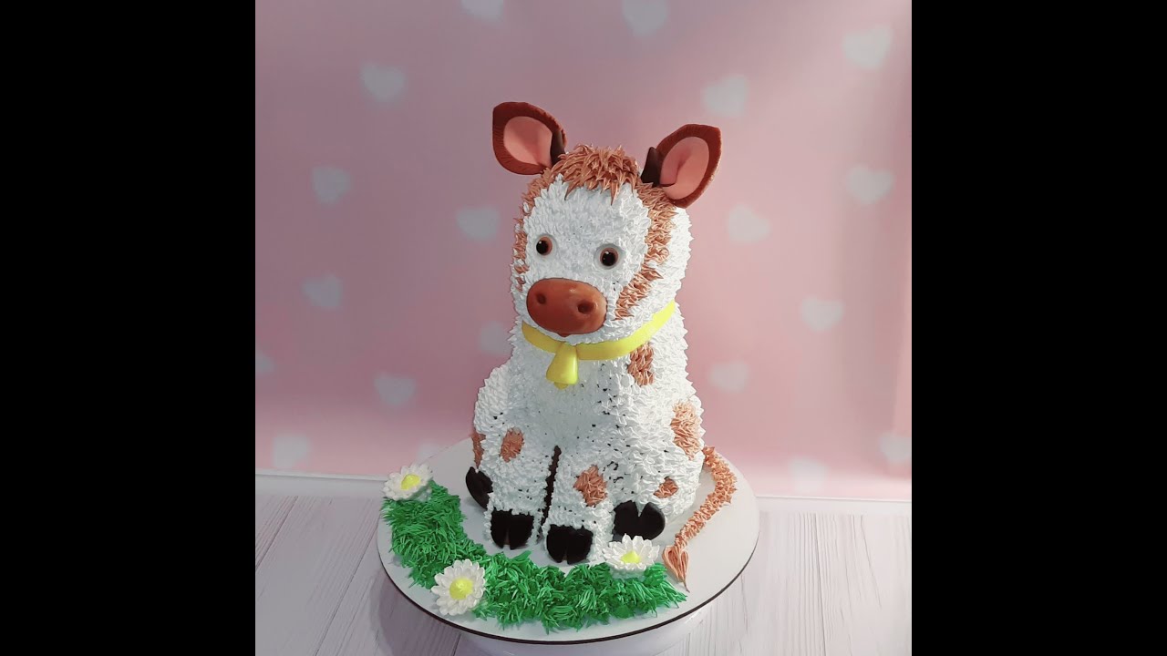 КРЕМОВЫЙ З-Д ТОРТ БЕЛЫЙ БЫЧОК - СИМВОЛ 2021 ГОДА!!! ОШИБКИ ПРИ СБОРКЕ ТОРТА! УКРАШЕНИЯ ИЗ БЗК.