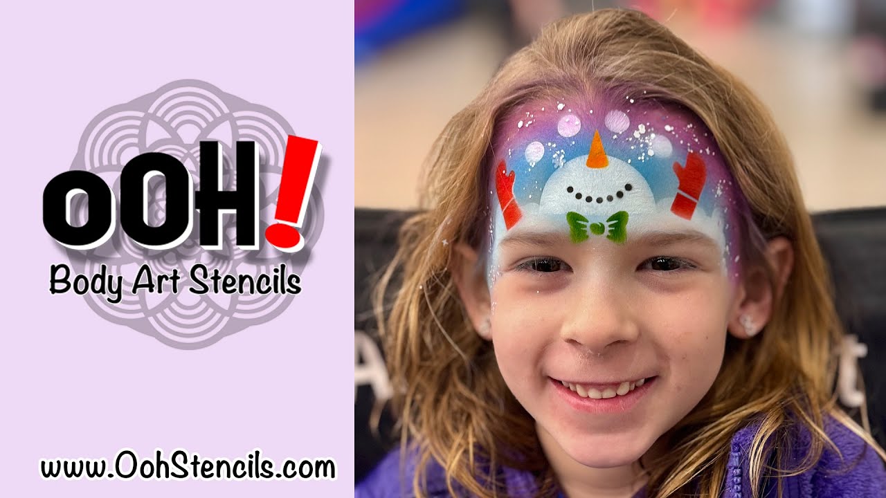 Snowman Mask Airbrush Face Painting Demo | Ooh! Stencils