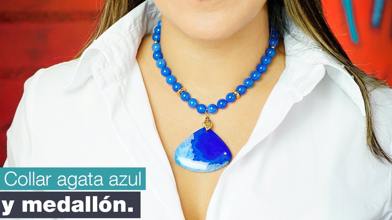 Cómo hacer un Collar ágata azul y medallón / CAROL INSPIRE & CREATE