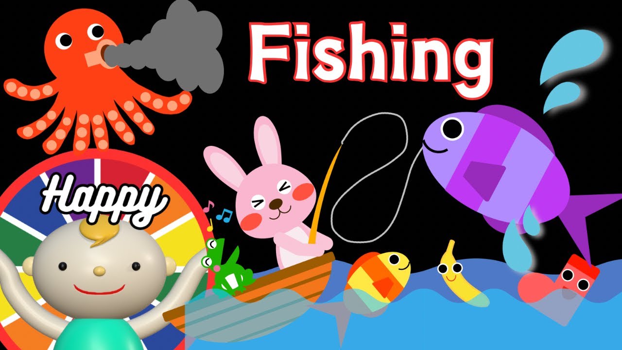 Baby Sensory.【Fishing】🎣🐠🦀🐳High contrast animation with cute sounds. Calm baby. 