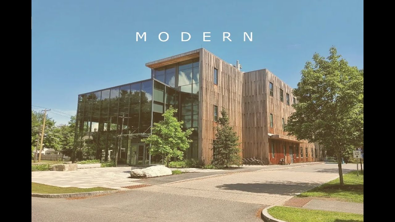 Modern campus buildings at historic Bowdoin College in Brunswick, ME - June 2022