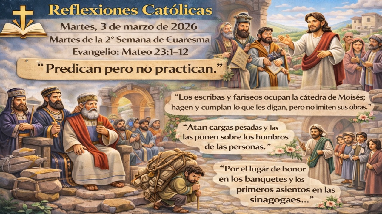 Reflexiones Católicas – Martes 3 de marzo de 2026 Martes de la 2.ª semana de Cuaresma, Mateo 23,1–12