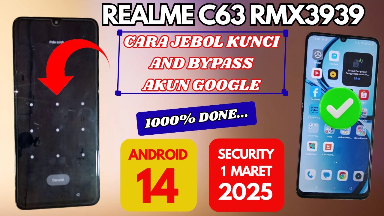 CARA RESET REALME C63 RMX3939‼️ SEKALIGUS BYPASS FRP DONE VIA UNLOCKTOOL  ⁉️