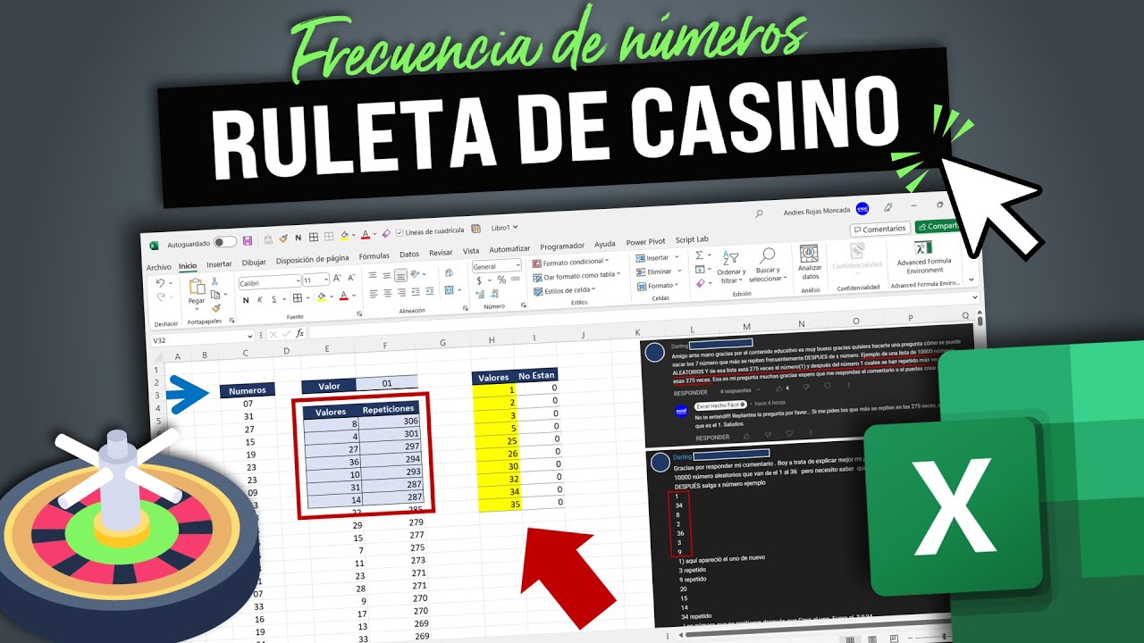 Los NÚMEROS que MÁS SE REPITEN en una Ruleta de Casino con Excel