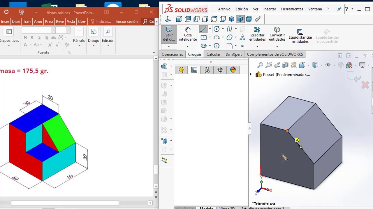 Tutorial básico en SolidWorks principiantes: dibujo isométrico, manejo de vistas