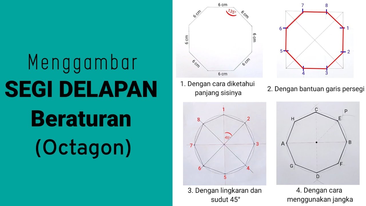 4 Cara mudah membuat Segi Delapan Beraturan | How to draw an Octagon #octagon #segidelapan