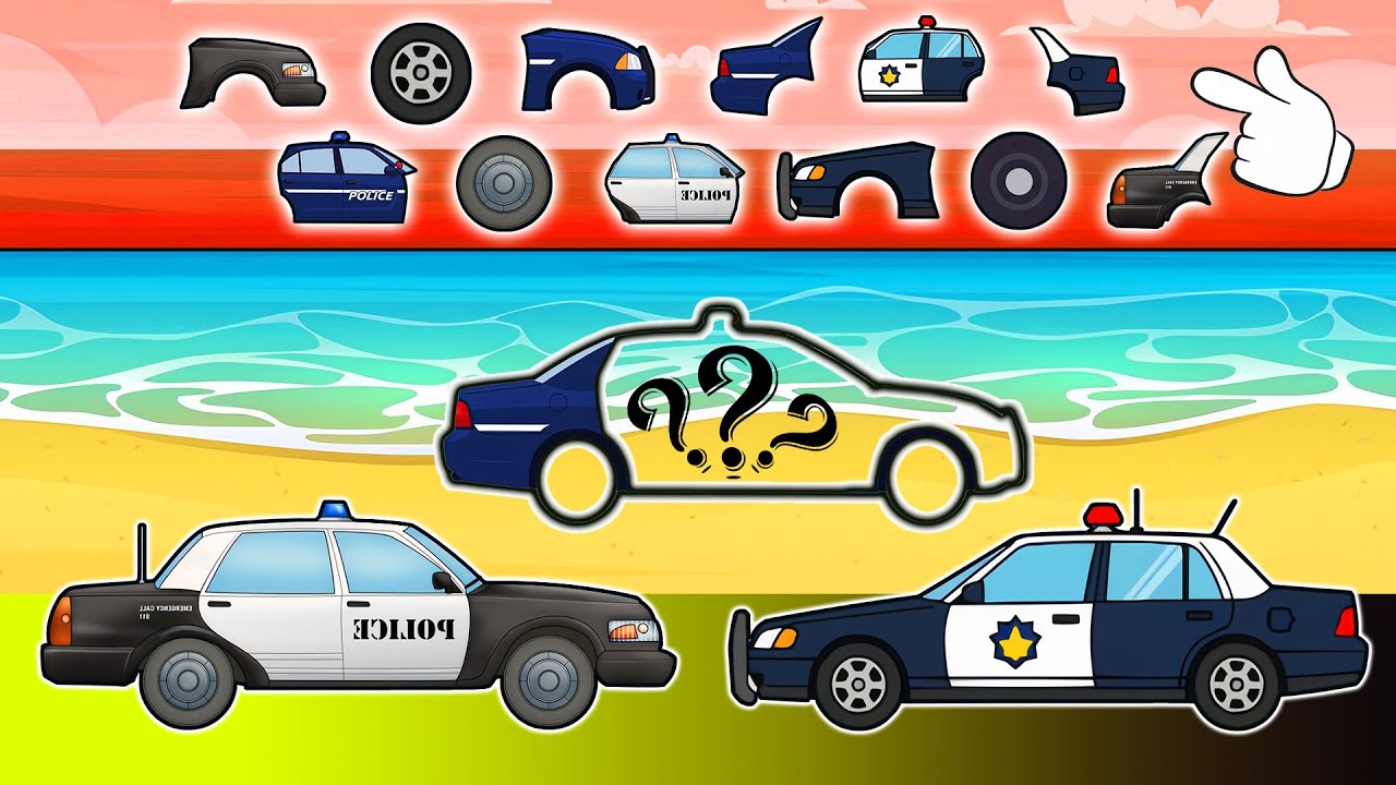 Connect the Right Police Car Parts ⚙️🚔 | Body, Tires, Doors & Trunk | Fun Vehicle Puzzle Challenge