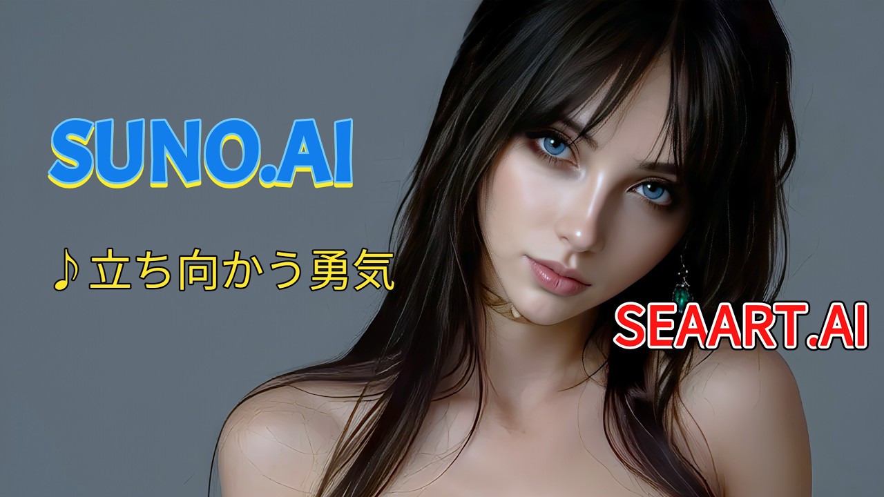 AI音楽・Suno AI・v5プロ『立ち向かう勇気』、AI画像成形・SEAART.AI、4K.