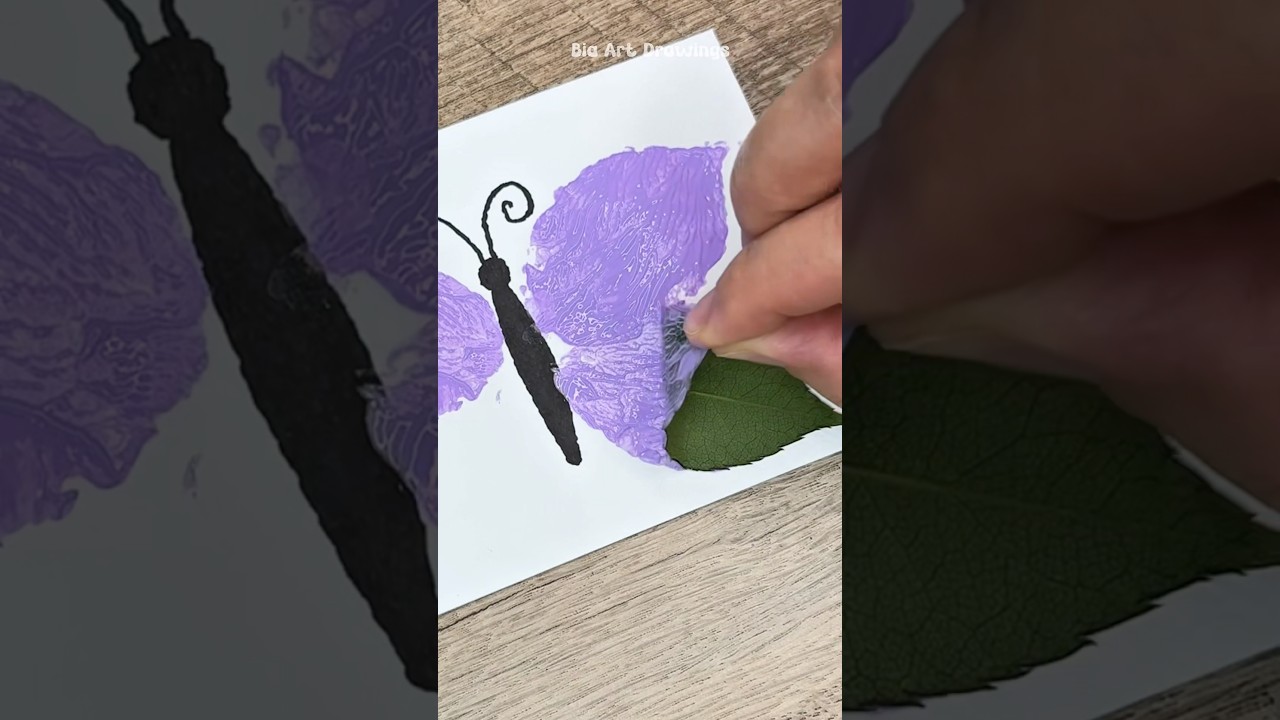 Paint a Butterfly with Leaves 🍃 #shorts